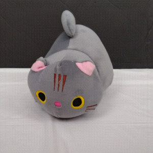 NEW Kawaii Kid's plush squishy grey cat stuffed toy , size 8"